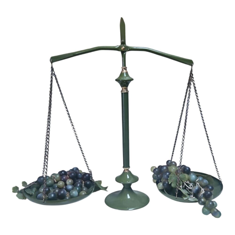 Mid Century Balance Weight Scale Avacado Green Artificial Grapes MCM Decor